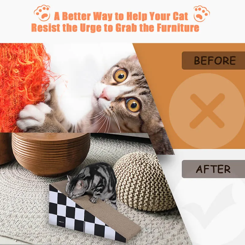 11.65" Triangle Cat Scratching Board with Ball - Black and White