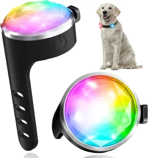2-Pack Rechargeable Dog Collar Light, 2024 Best 7 Color Changing Light for Dog Collar with 100% Waterproof and Durable Silicone Band. Dog Lights for Night Walking, Camping, Bike