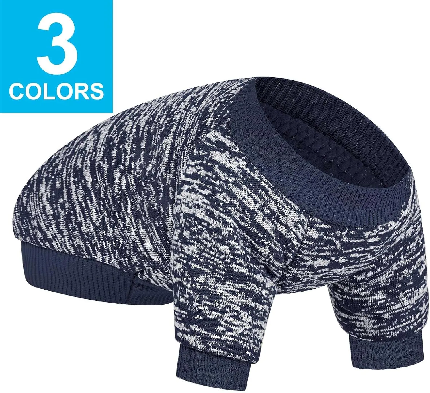 3 Pack Dog Sweater, Dog Sweaters for Small Dogs, Warm Soft Pet Clothes for Puppy, Medium Large Cat, Dogs Girl or Boy, Dog Shirt for Winter Christmas (Grey Navy Blue, XX-Small)