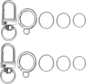 30 Pack Heavy Duty Stainless Steel Dog Tag Clips - Anti-Rust Pet ID Tag Rings with Safety Lock, Collar Accessories for Dogs/Cats, Silver Animal Tag Holder