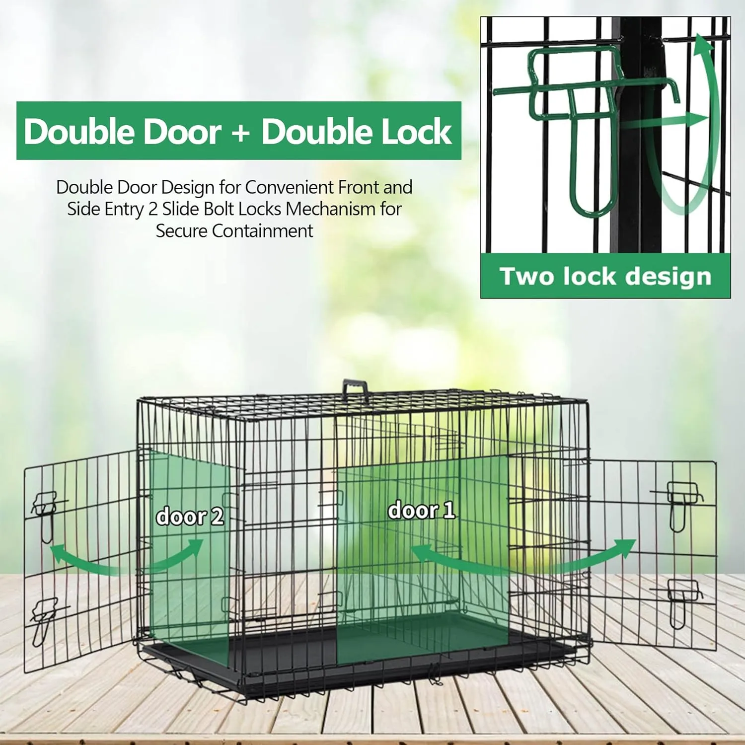 36 Inch Large Dog Crate, Heavy Duty Dog Crates for Large Dogs, Metal Wire Folding Dog Cage with Removable Trays, Locks, Double-Door, Divider Panel, Handle, Puppy Crate Pet Crate (36 in, Black)