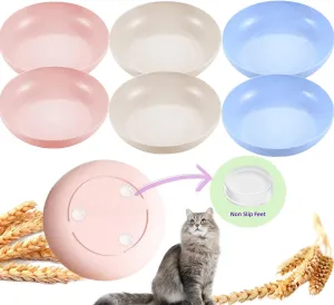 6-Pack Cat Food Bowls - BPA-Free Non-Slip Plastic Cat Dishes, 5.5" Wide Shallow Whisker Fatigue Relief Cats Bowls Set for Multi-Cats Homes, Dishwasher Safe