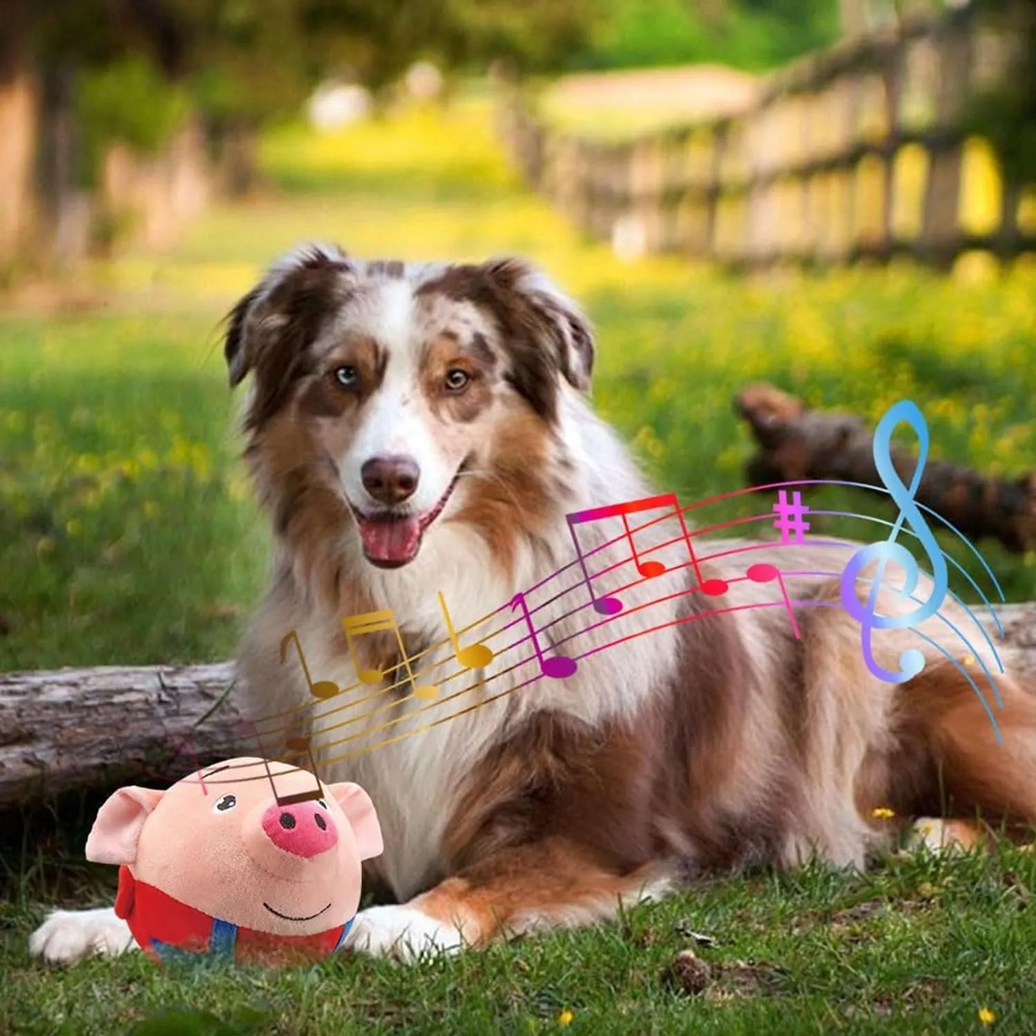 Active Moving Pet Plush Toy, Interactive Dog Toys Pet Bouncing Balls, USB Rechargeable Interactive Washable Cartoon Pig Plush Sound Electronic Dog Toy, Small Cute Squeaky Pig Dog Toy (Red)