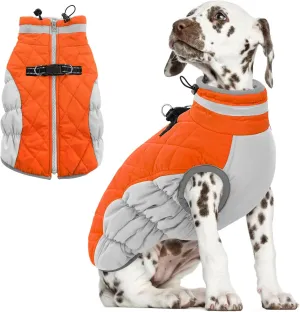 AOFITEE Dog Coat, Warm Dog Jackets for Small Dogs, Dogs Winter Coat with Harness Built in, Reflective Pet Winter Jacket, Waterproof Windproof Puppy Puffer Jacket Fleece Vest, Orange XS