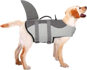 ASENKU Dog Life Jacket - Pet Safety Vest for Swimming & Boating, Shark Life Jacket with Floatation, Dog Lifesavers Swimsuits for Small Medium Large Dogs (Grey, XL)