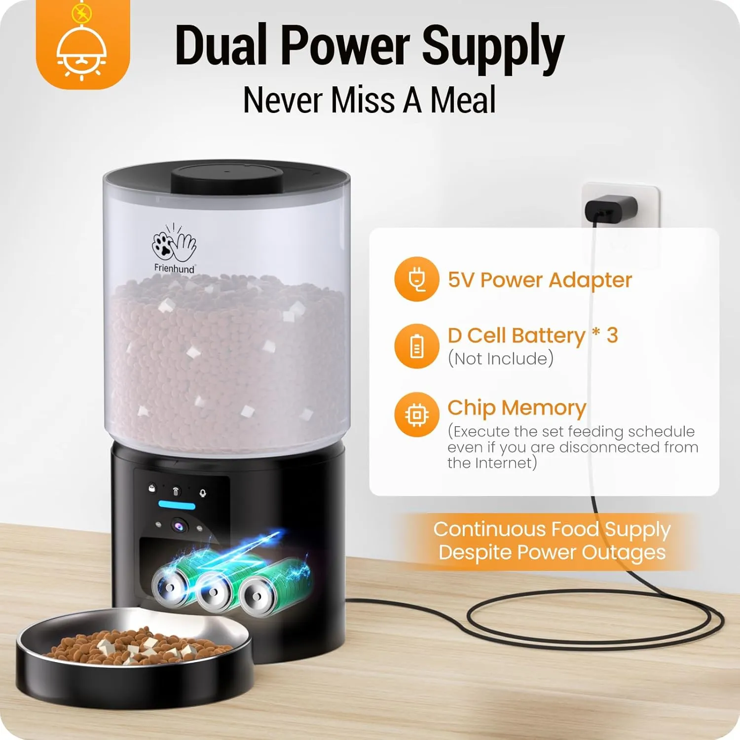 Automatic Cat Feeder with 2K HD Camera: 5G WiFi Automatic Dog Feeder with Sealed Outlet,Cat Food Dispenser with Freshness for Multiple Pets,Detachable for Easy Clean-21 Cup (5L Food Storage)