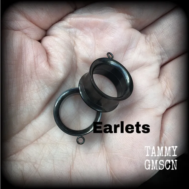 Bloodied knife tunnel earrings-Murder weapon ear gauges