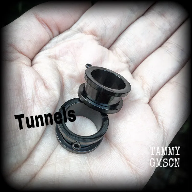 Bloodied knife tunnel earrings-Murder weapon ear gauges