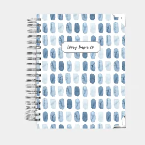 Blue Watercolor Brush Strokes | Wellness Journal