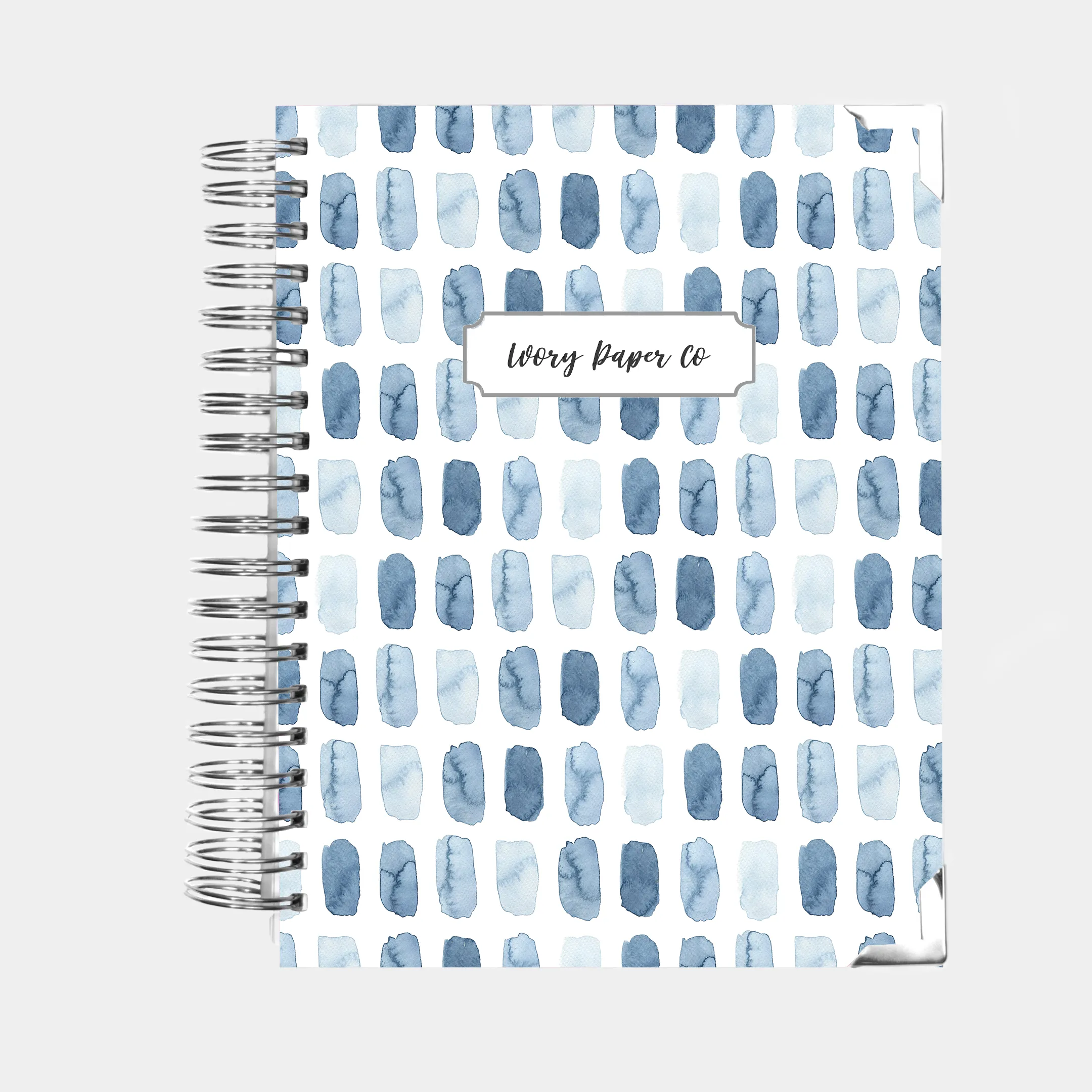 Blue Watercolor Brush Strokes | Wellness Journal