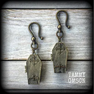 Bronze coffin ear hangers-Coffin ear weights