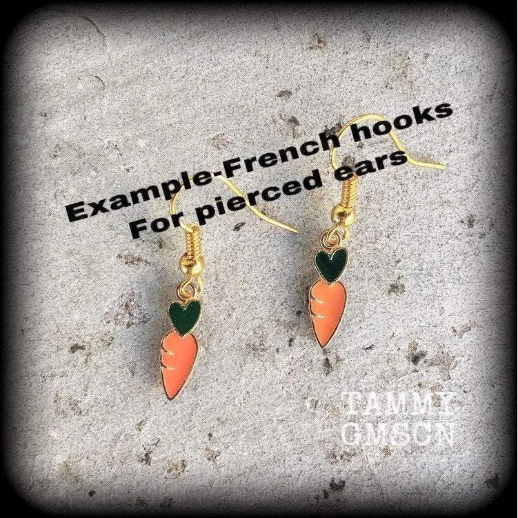 Carrot earrings Vegan jewelry Vegan earrings Vegetable earrings Plant jewelry Vegan earrings Cute earrings Gifts for girls Tunnel earrings