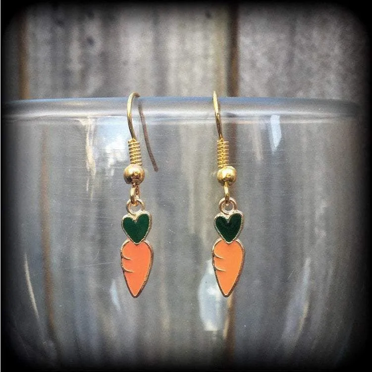 Carrot earrings Vegan jewelry Vegan earrings Vegetable earrings Plant jewelry Vegan earrings Cute earrings Gifts for girls Tunnel earrings