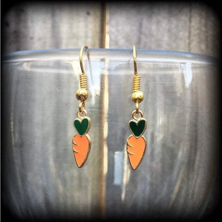 Carrot earrings Vegan jewelry Vegan earrings Vegetable earrings Plant jewelry Vegan earrings Cute earrings Gifts for girls Tunnel earrings