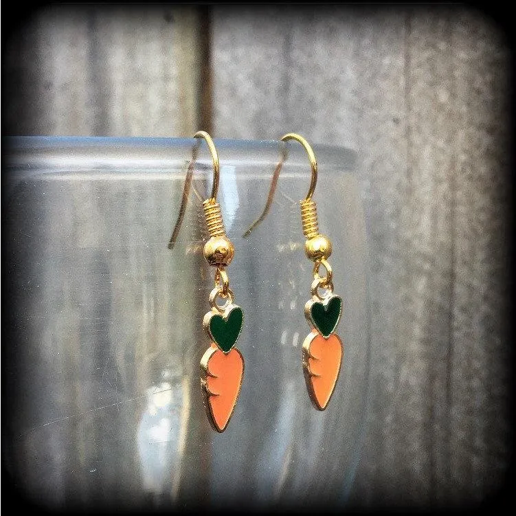 Carrot earrings Vegan jewelry Vegan earrings Vegetable earrings Plant jewelry Vegan earrings Cute earrings Gifts for girls Tunnel earrings