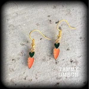 Carrot earrings Vegan jewelry Vegan earrings Vegetable earrings Plant jewelry Vegan earrings Cute earrings Gifts for girls Tunnel earrings