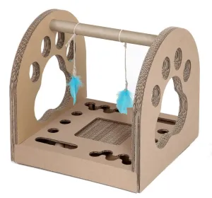 Carton  Pets Cardboard With Feathers Fun Park Ball - Cat Scratching Post - 1 Piece