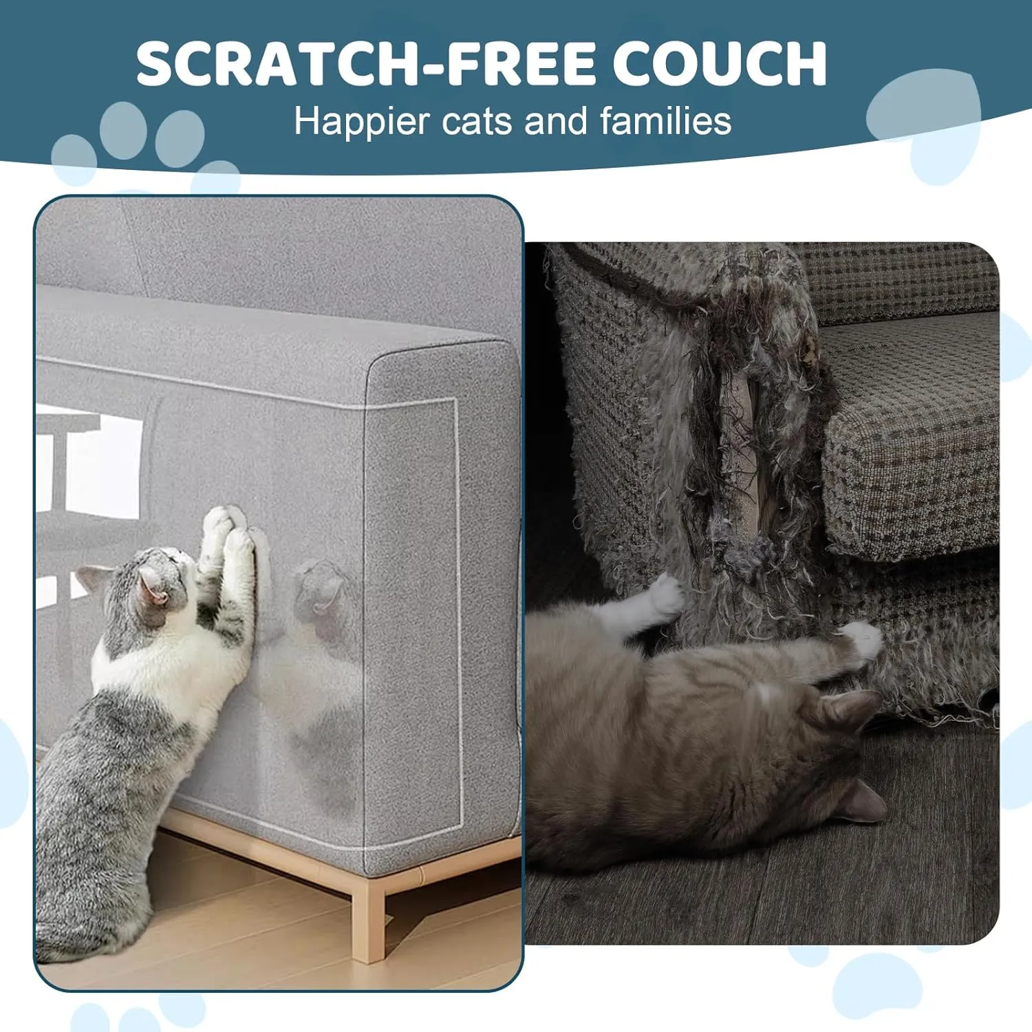 Cat Scratch Furniture Protector 17x11.8 in, 20 Pack Self-Adhesive Single Side Couch Protector from Cat Claws, Furniture Protectors from Cats, Anti Scratch Sticky Tap, No Pins