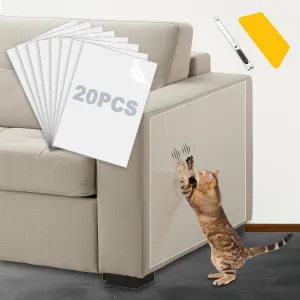 Cat Scratch Furniture Protector 17x11.8 in, 20 Pack Self-Adhesive Single Side Couch Protector from Cat Claws, Furniture Protectors from Cats, Anti Scratch Sticky Tap, No Pins