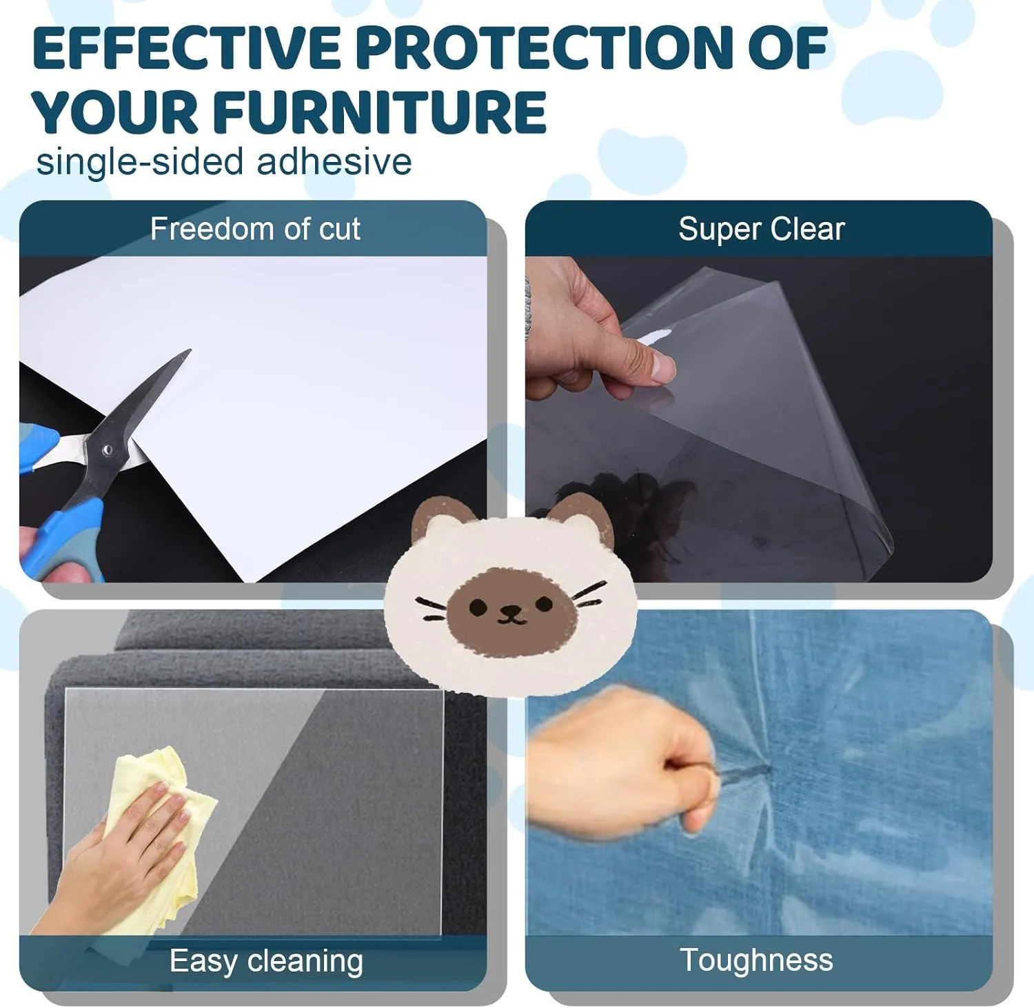 Cat Scratch Furniture Protector 17x11.8 in, 20 Pack Self-Adhesive Single Side Couch Protector from Cat Claws, Furniture Protectors from Cats, Anti Scratch Sticky Tap, No Pins