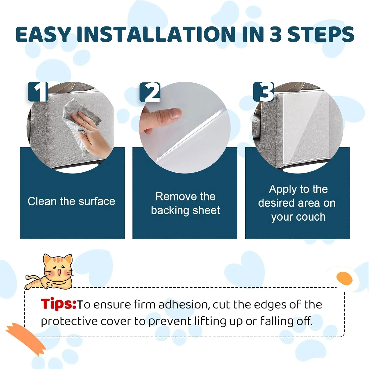 Cat Scratch Furniture Protector 17x11.8 in, 20 Pack Self-Adhesive Single Side Couch Protector from Cat Claws, Furniture Protectors from Cats, Anti Scratch Sticky Tap, No Pins