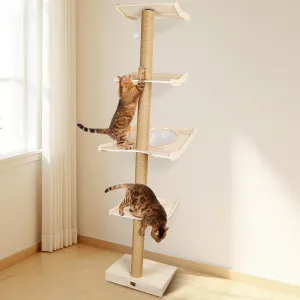 Cat Tree, 76" Tall Cat Tower with Scratching Post and Cat Shelves Perch, Against Wall Cats Climbing Tower for Indoor Cats