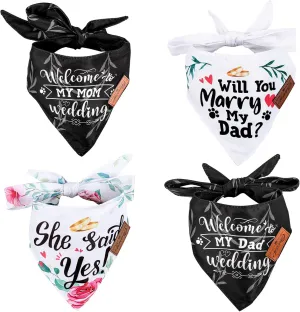 Charcy Bandanas 4 Pack, Fall Bandana for Boy Girl Dog Holiday Birthday, Adjustable Durable Scarf, Unique Design - Marry Large