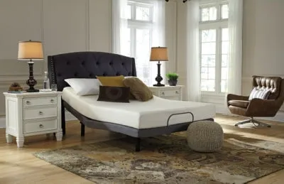 Chime 8 Inch Memory Foam King Mattress in a Box with Head-Foot Model-Good King Adjustable Base