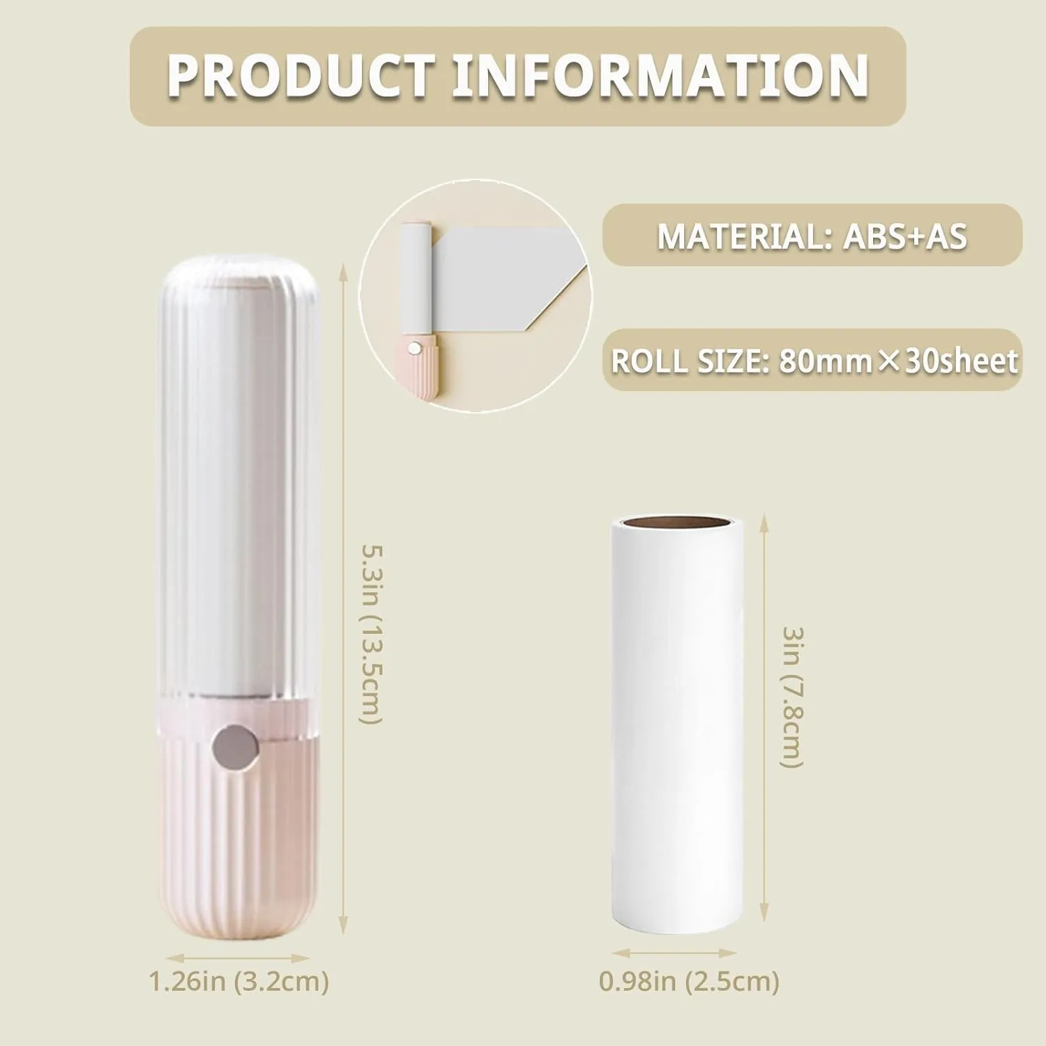 Compact Lint Roller with 150 Sheets - Portable Pet Hair Remover for Clothes, Furniture, and Travel Essentials Household Use, 1 Handle 5 Roller Refills (Pink)