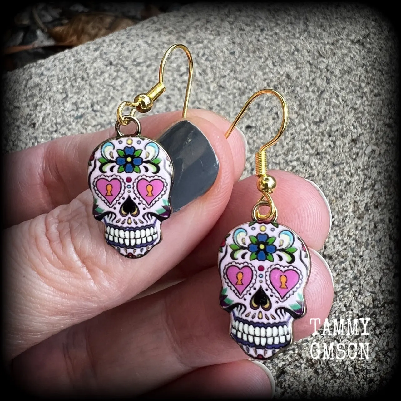 Day of the dead sugar skull earrings-Halloween earrings