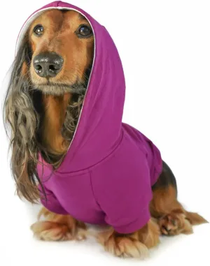 DJANGO Fully Lined Hoodie for Dog - Soft, Stretchy, and Cozy Sweatshirts for Dogs - Fuchsia Purple Winter Dog Sweaters for Dachshunds and Small Dogs - Warm Dog Hoodie Medium with Elastic Waistband