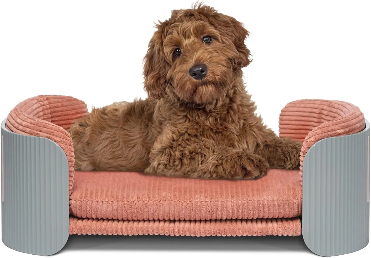 Dog Bed for Medium Small Size Washable Pink Flannel Soft Sofa Beds for Dogs Orthopedic Memory Rebound Foam Couch Puppy Essentials Anti-Scratch Grey PP Frame Indoor Elevated Pet Beds