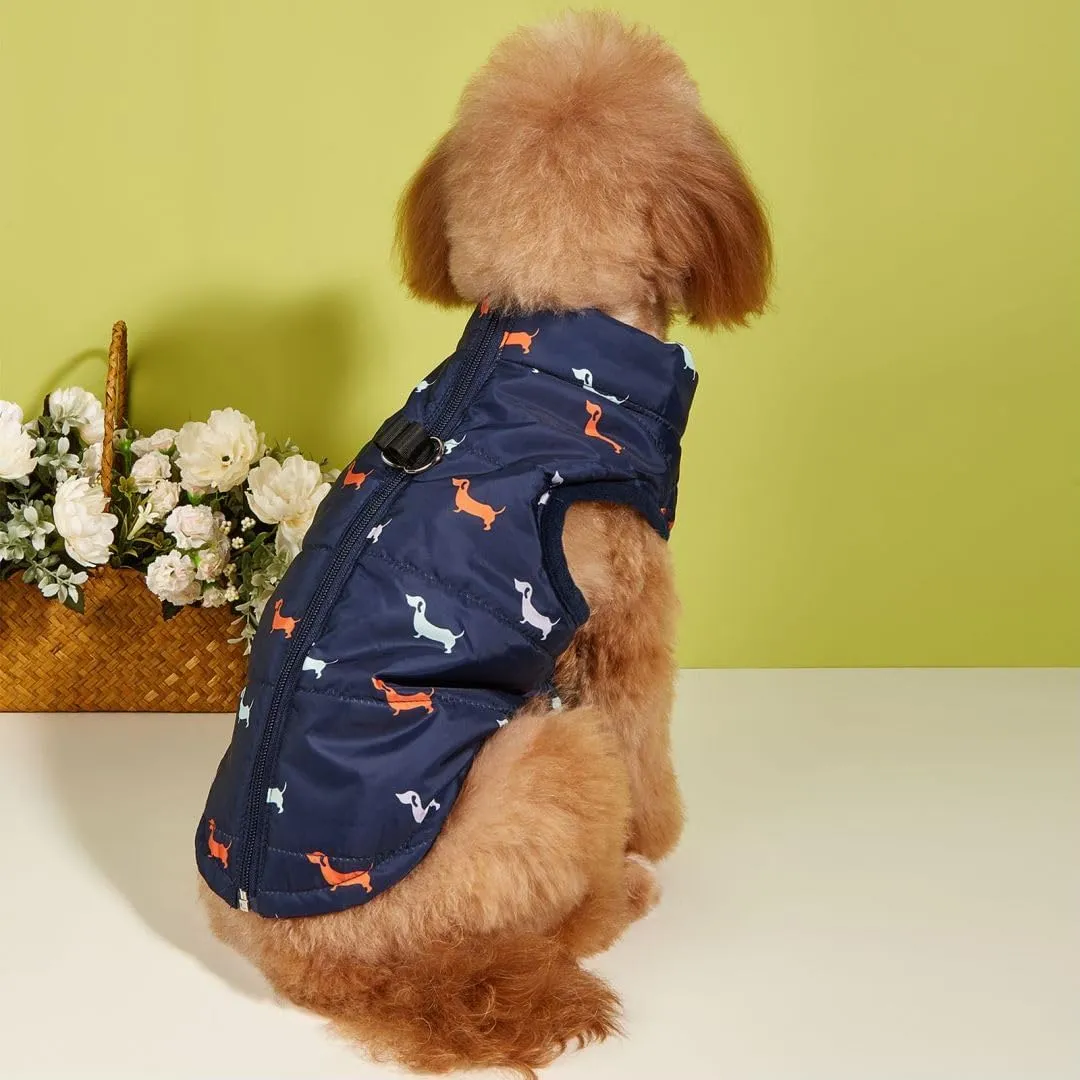 Dog Coat Warm Jacket with D-Ring Dogs Winter Coats Puppy Vest Puppy Jacket with Harness Waterproof Windproof Dog Coats for Small Dogs Blue