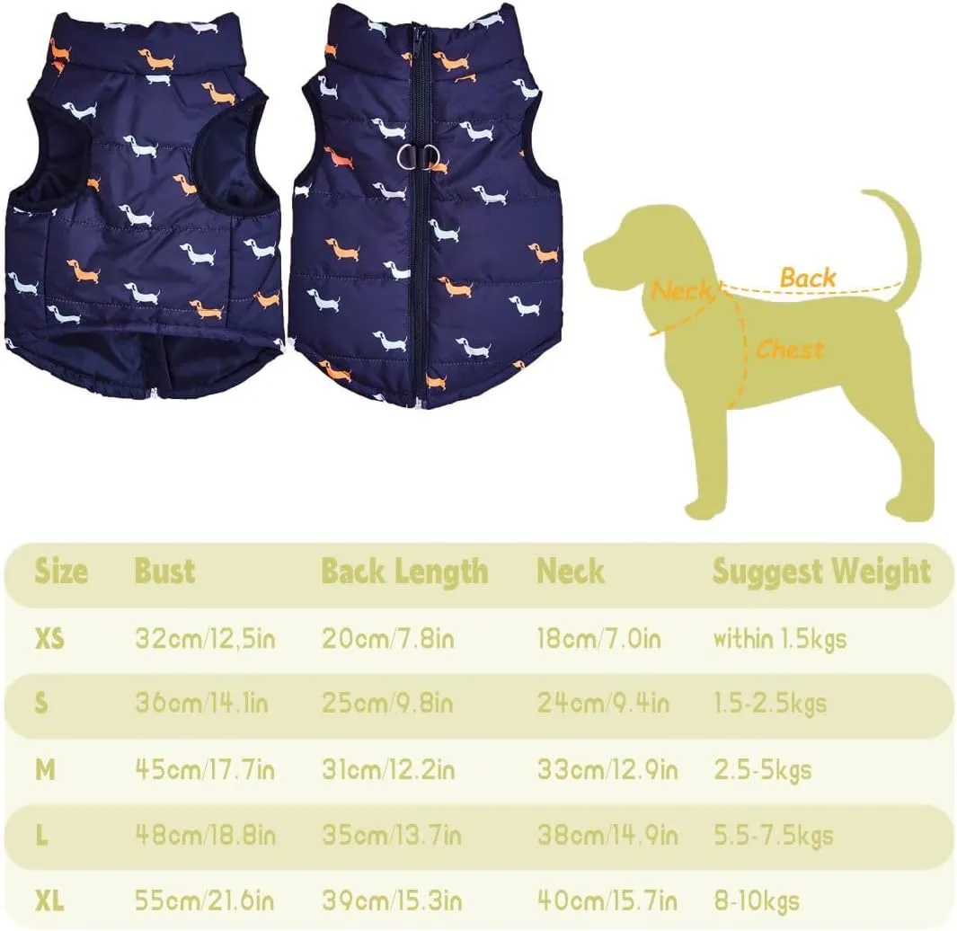 Dog Coat Warm Jacket with D-Ring Dogs Winter Coats Puppy Vest Puppy Jacket with Harness Waterproof Windproof Dog Coats for Small Dogs Blue
