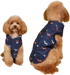 Dog Coat Warm Jacket with D-Ring Dogs Winter Coats Puppy Vest Puppy Jacket with Harness Waterproof Windproof Dog Coats for Small Dogs Blue