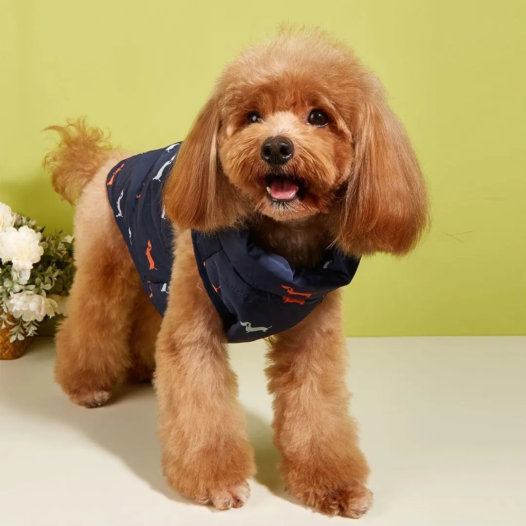 Dog Coat Warm Jacket with D-Ring Dogs Winter Coats Puppy Vest Puppy Jacket with Harness Waterproof Windproof Dog Coats for Small Dogs Blue