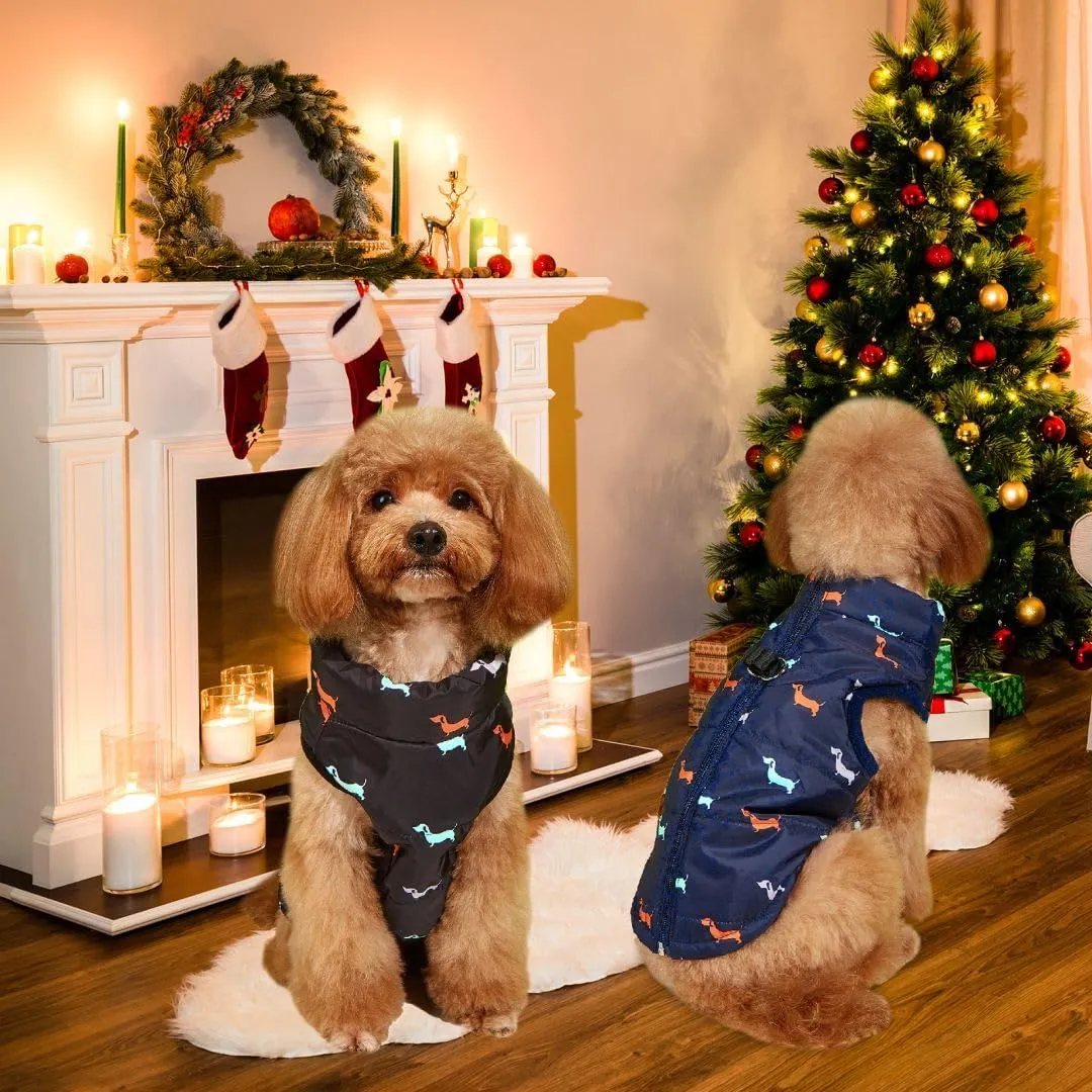 Dog Coat Warm Jacket with D-Ring Dogs Winter Coats Puppy Vest Puppy Jacket with Harness Waterproof Windproof Dog Coats for Small Dogs Blue