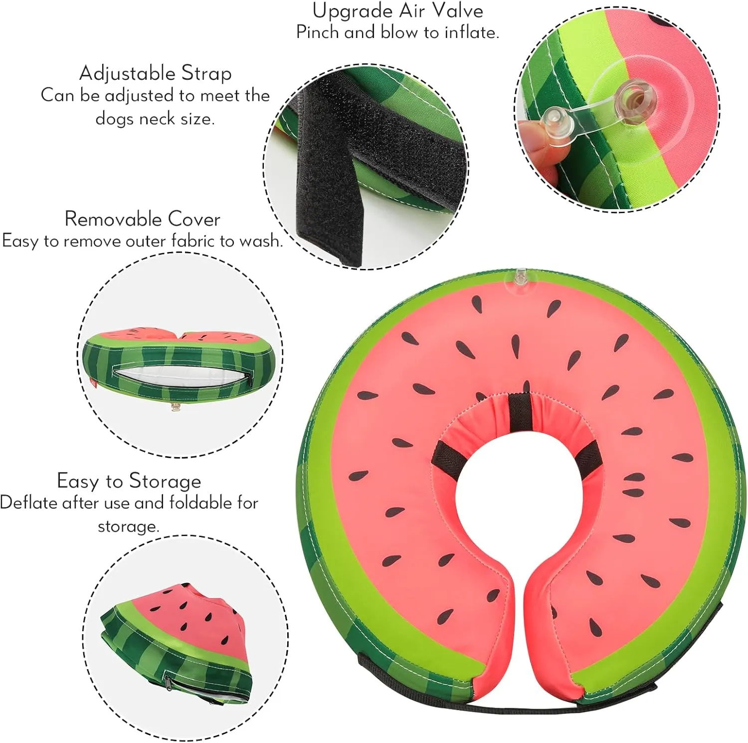 Dog Cone Collar for Small Medium Large Dogs for After Surgery, Pet Inflatable Neck Donut Collar Soft Protective Recovery Cone for Dogs and Cats - Alternative E Collar Does not Block Vision - Pink,S