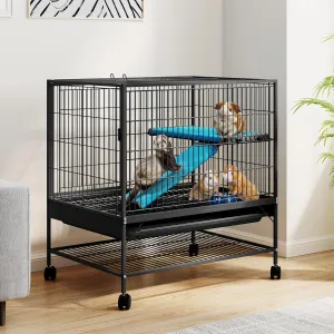 DWVO Small Animal Guinea Pig Cage: 2-Tiers Indoor Critter Nation Cage with Wheels for Ferrets Chinchillas Large Hamsters Rabbits Hedgehogs