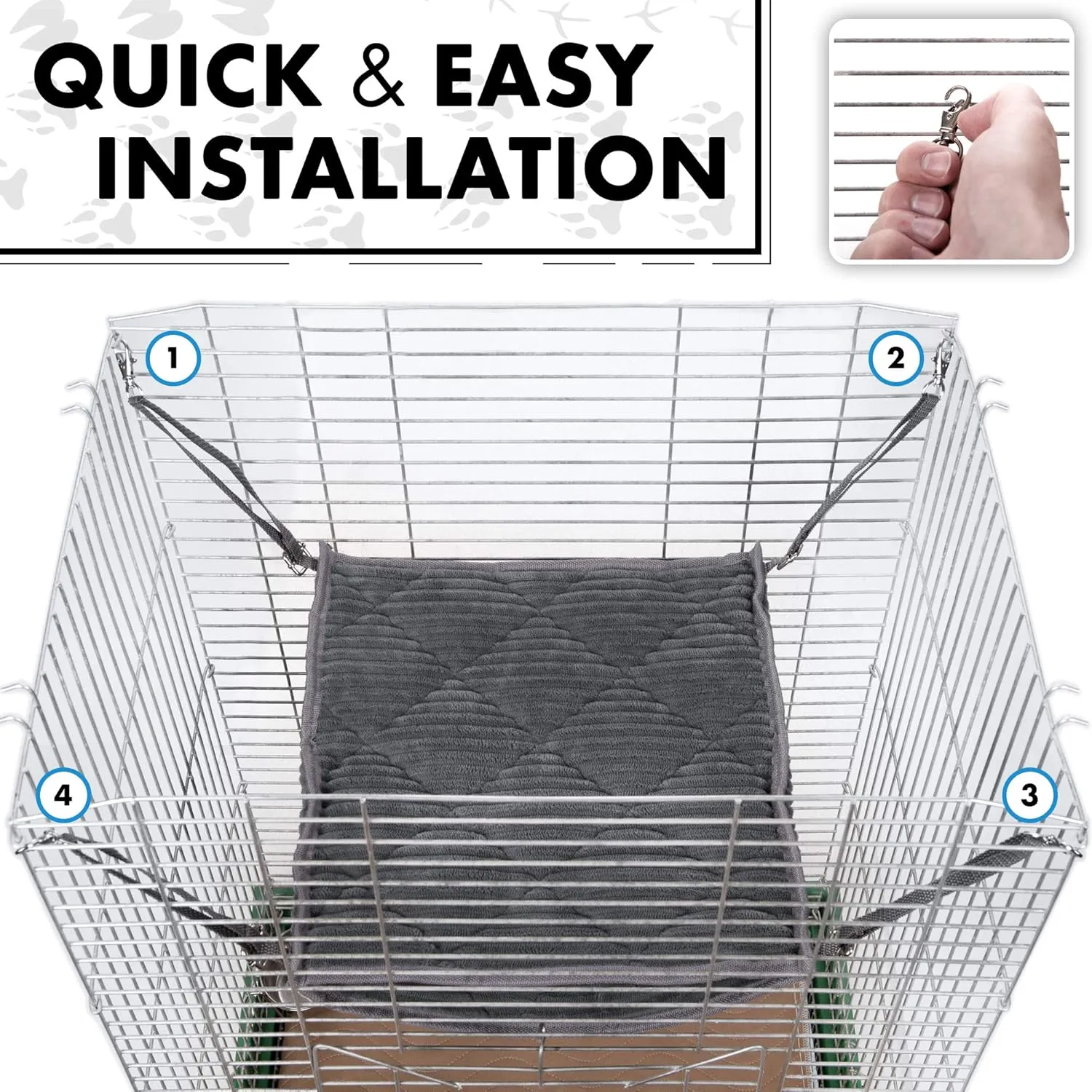 Ferret Hammock for Cage - Plush Double Bunk Bed Hanging Clips - Perfect for 2 or More Small Pets! (Rats, Ferrets, Hamsters, Guinea Pigs, Chinchillas & Squirrels) - Orange