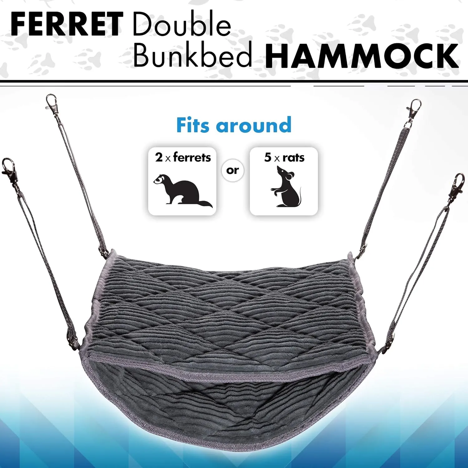 Ferret Hammock for Cage - Plush Double Bunk Bed Hanging Clips - Perfect for 2 or More Small Pets! (Rats, Ferrets, Hamsters, Guinea Pigs, Chinchillas & Squirrels) - Orange
