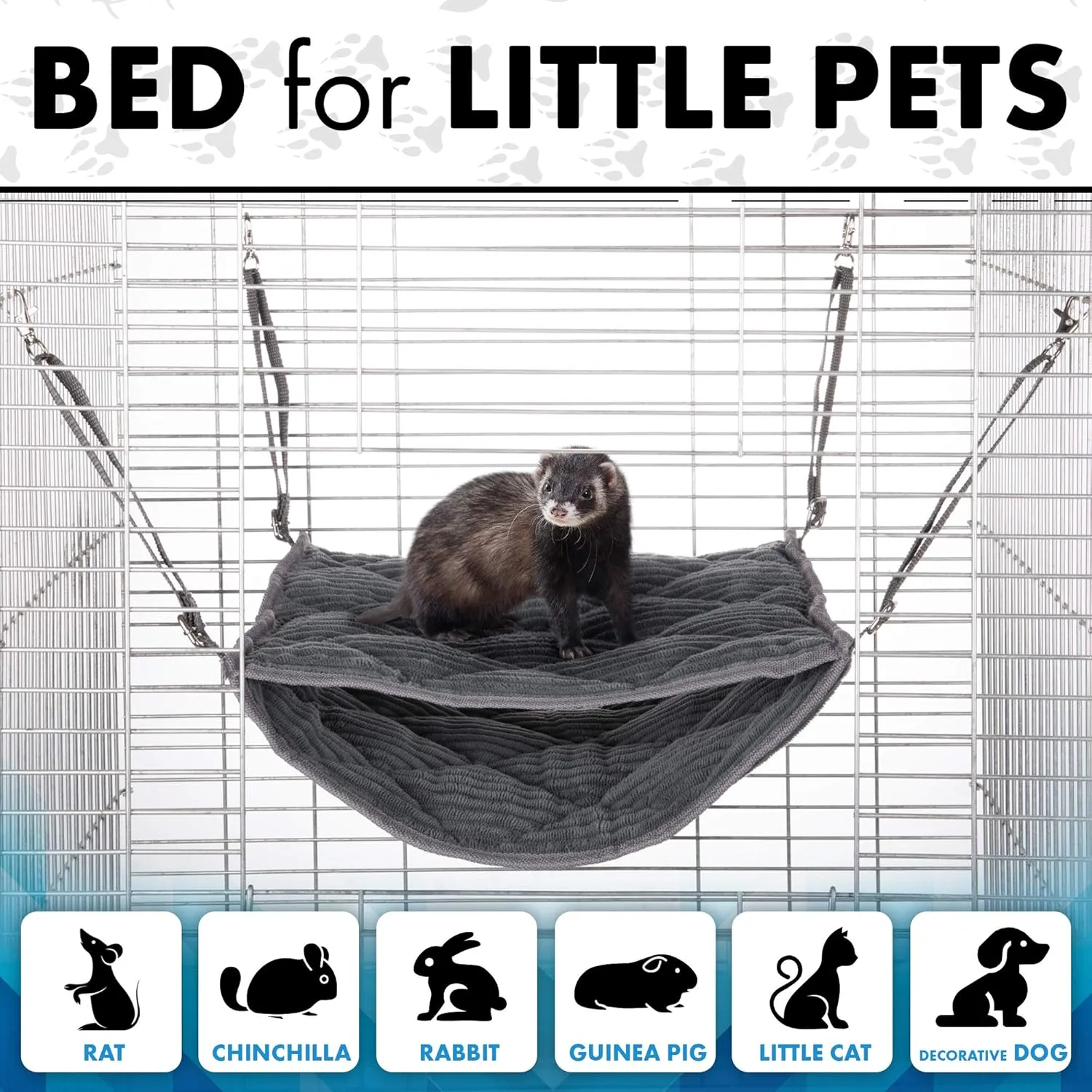 Ferret Hammock for Cage - Plush Double Bunk Bed Hanging Clips - Perfect for 2 or More Small Pets! (Rats, Ferrets, Hamsters, Guinea Pigs, Chinchillas & Squirrels) - Orange