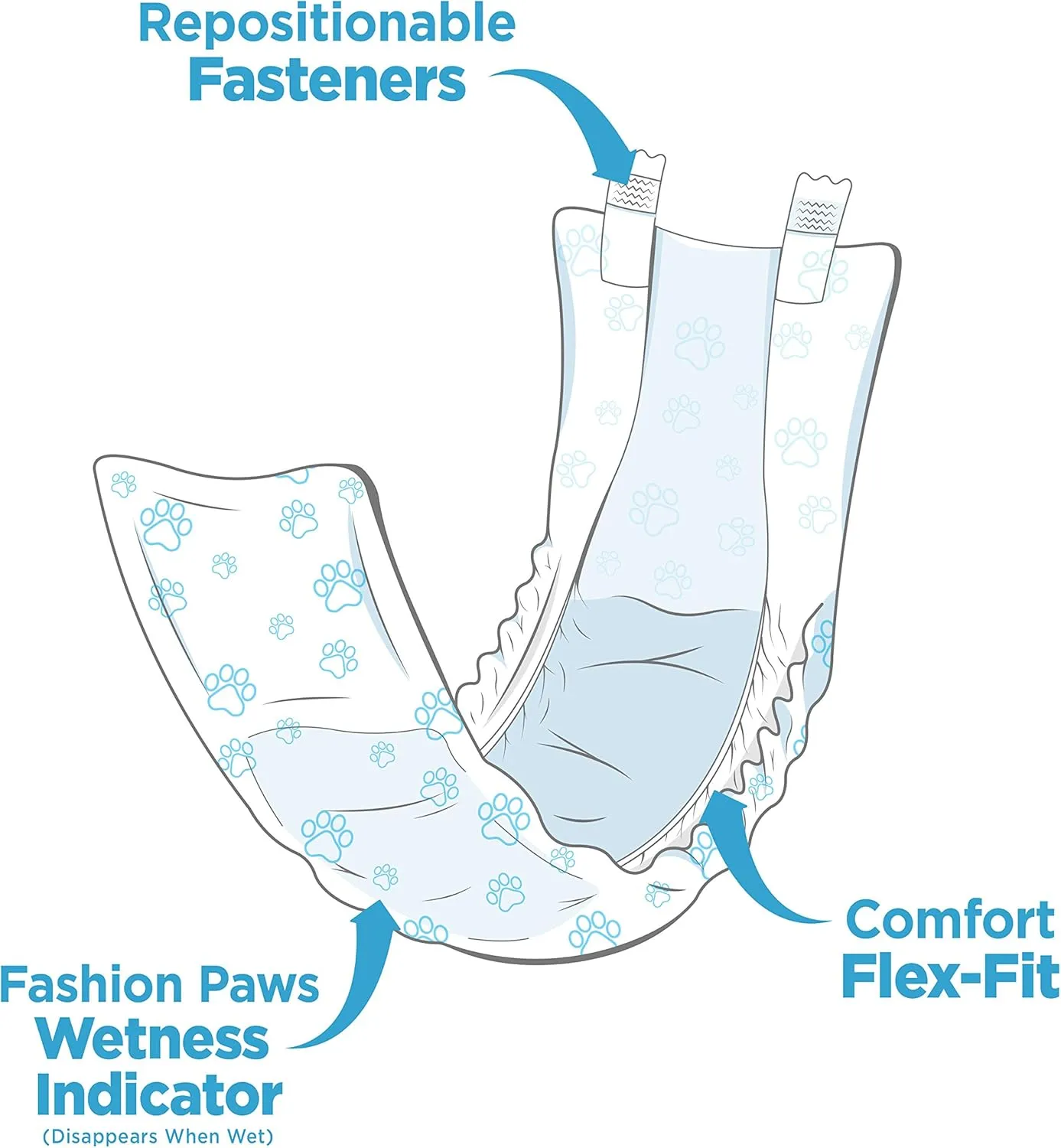 Four Paws Wee-Wee Super Absorbent Disposable Adjustable Dog Potty Training Male Wraps Diapers, Leak-Proof Protection for Puppies and Small Dogs, Medium, 12 Count