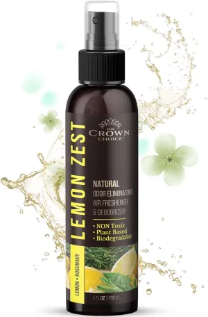 Freshen Up Dad's day with gift of Lemon Zest Natural Air Freshener SprayCitrus Scent Non-Toxic Odor Eliminator, Long Lasting Freshness & Room DeodorizerSafe for Kids & Pets - 1PK 4Oz