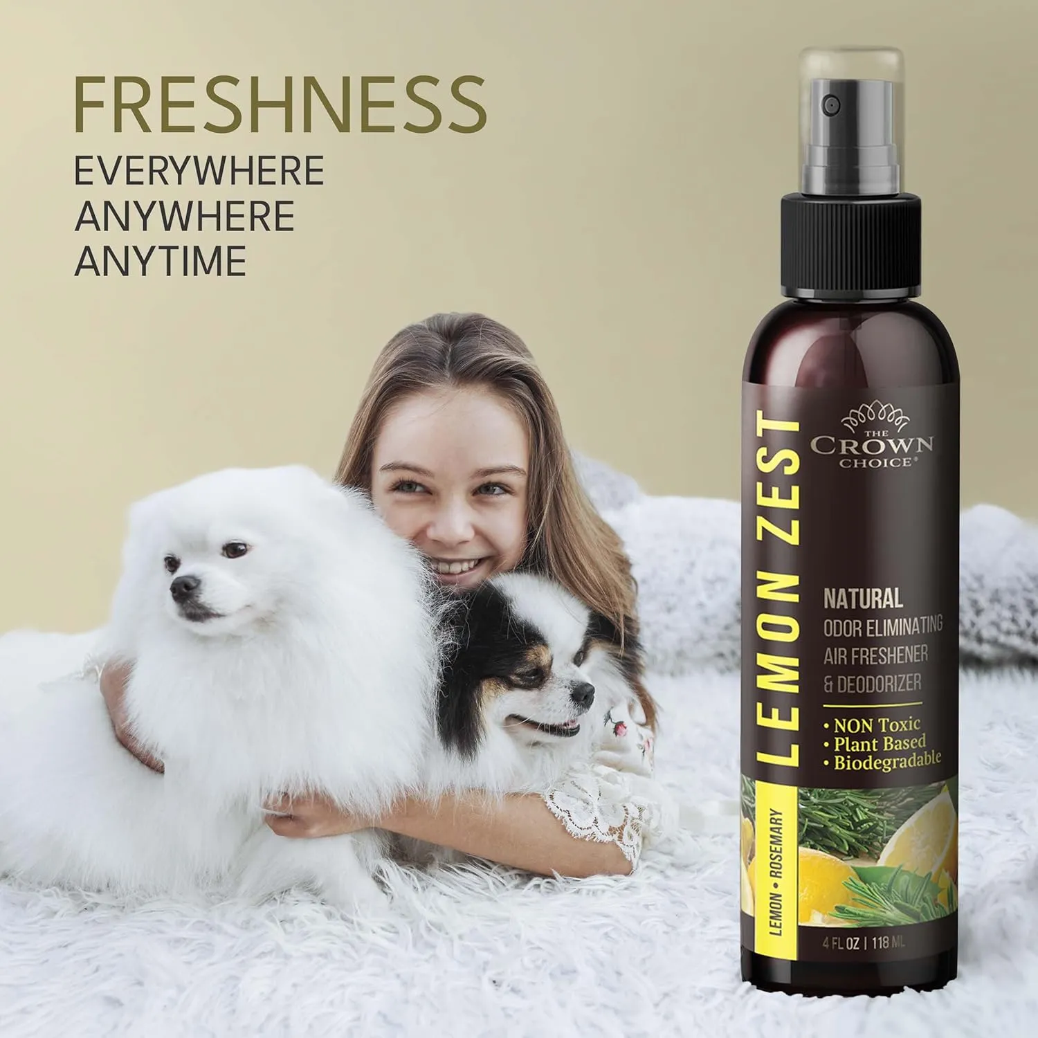 Freshen Up Dad's day with gift of Lemon Zest Natural Air Freshener SprayCitrus Scent Non-Toxic Odor Eliminator, Long Lasting Freshness & Room DeodorizerSafe for Kids & Pets - 1PK 4Oz