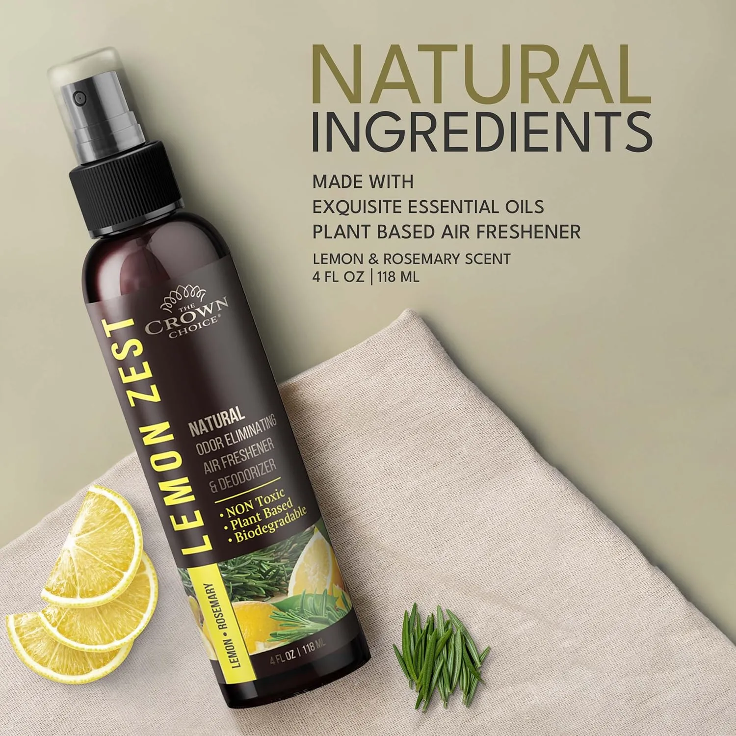 Freshen Up Dad's day with gift of Lemon Zest Natural Air Freshener SprayCitrus Scent Non-Toxic Odor Eliminator, Long Lasting Freshness & Room DeodorizerSafe for Kids & Pets - 1PK 4Oz