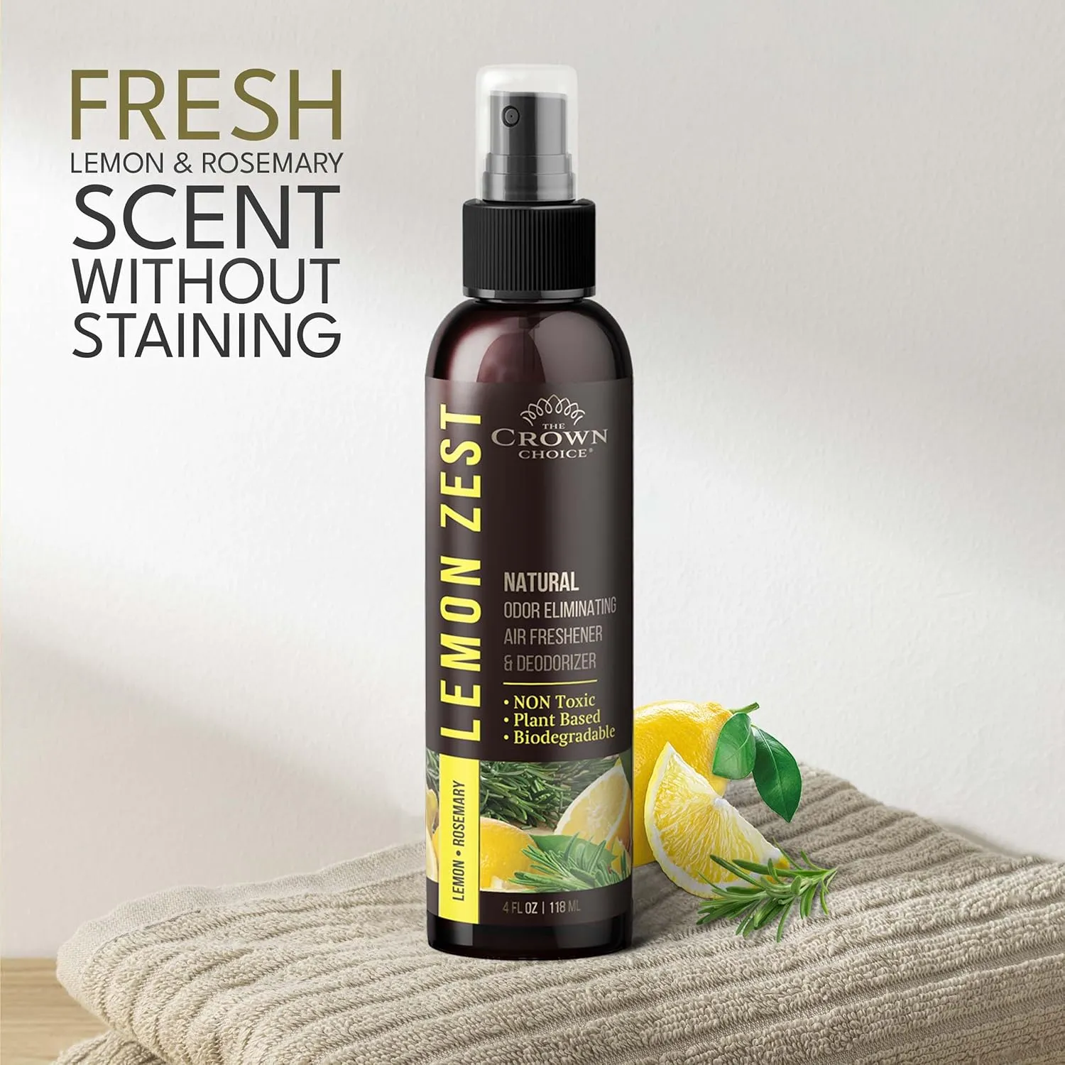 Freshen Up Dad's day with gift of Lemon Zest Natural Air Freshener SprayCitrus Scent Non-Toxic Odor Eliminator, Long Lasting Freshness & Room DeodorizerSafe for Kids & Pets - 1PK 4Oz