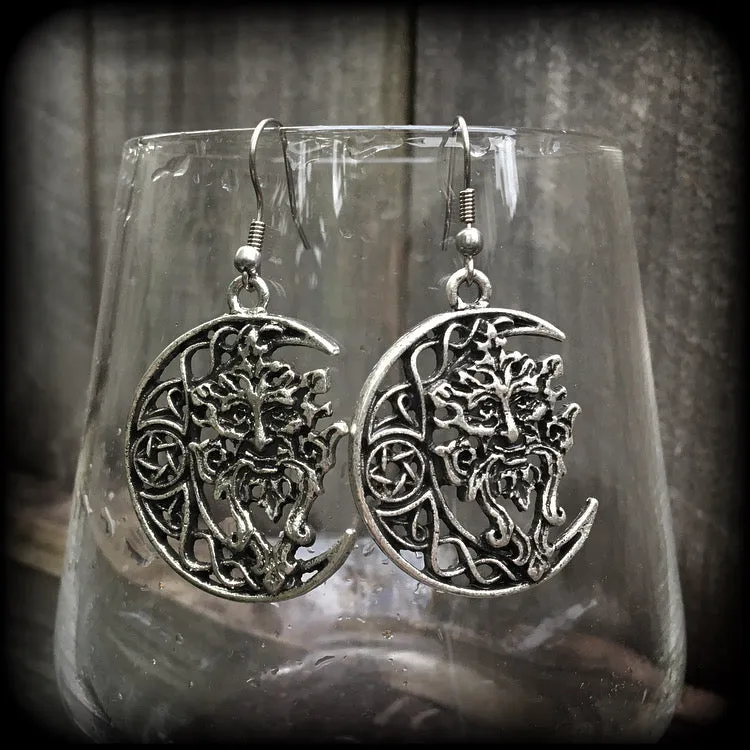 Green man earrings-Greenman earrings