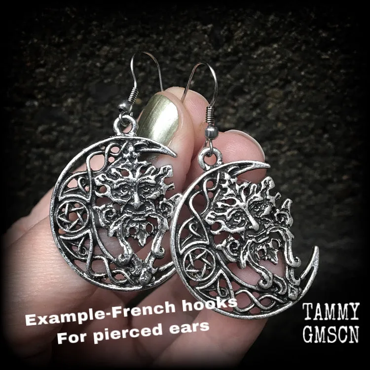 Green man earrings-Greenman earrings