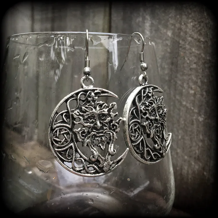 Green man earrings-Greenman earrings